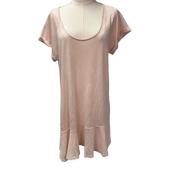 New Lanston Revolve Baby Pink Scoop Neck Tee Dress‎ Womens Medium Swing USA Made - Picture 1 of 14